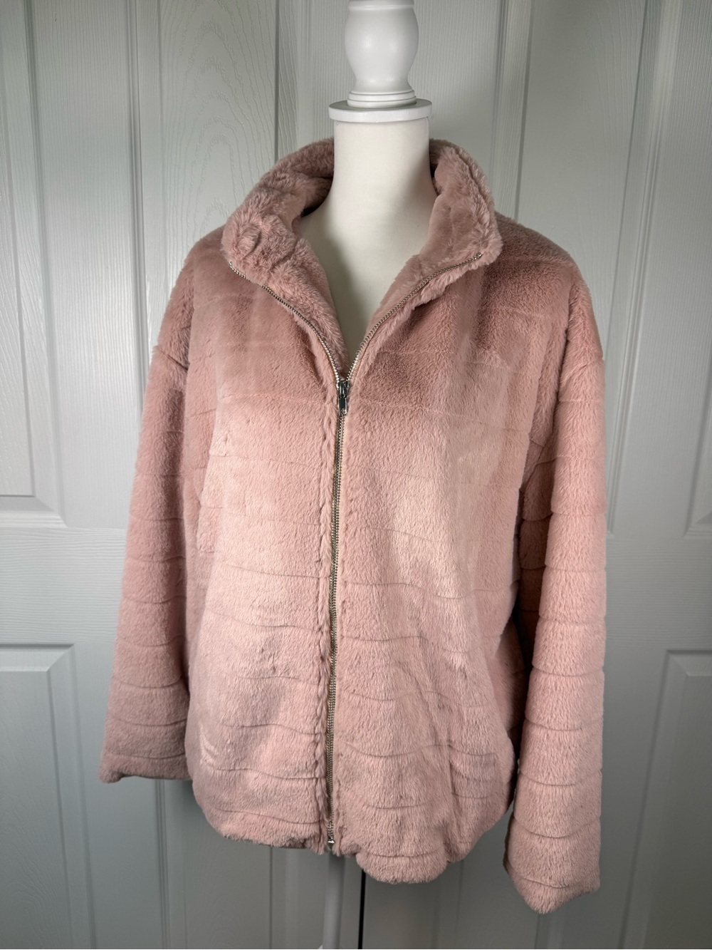 Faux Fink Simply Faux Fur Rabbit Jacket Large Y2K Teddy Bear Plush Zip Up cozy